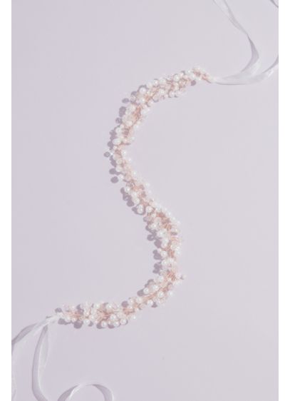 Pearl and Crystal Hair Wreath with Organza Ribbon - A modern take on a traditional flower crown,
